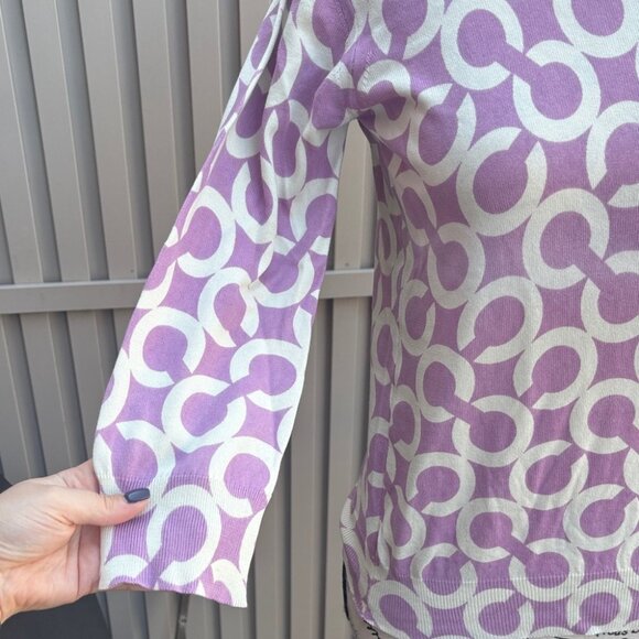 Vintage Coach 100% Cotton Purple and White Monogram C Logo Sweater Top - Picture 6 of 9